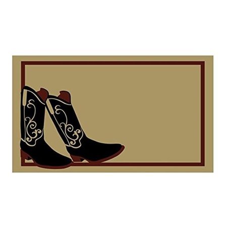 GEO CRAFTS Geo Crafts G325 BOOTS 18 x 30 in. PVC Backed Cowboy Boots Doormat - Black G325 BOOTS